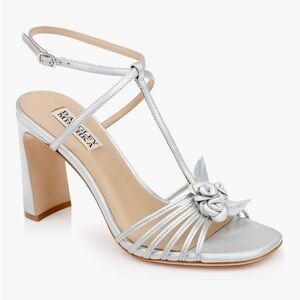 Badgley Mischka Silver Strappy Heels